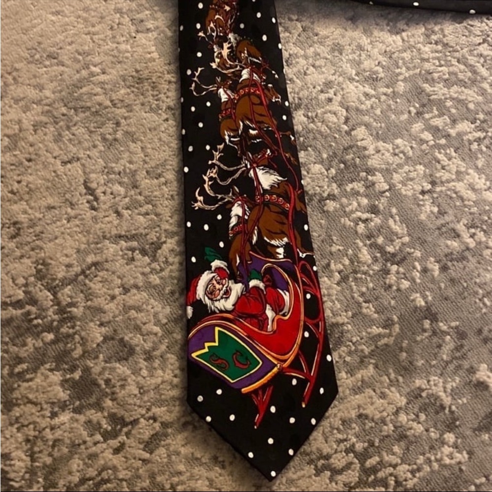 Addiction Christmas Santa‎ Claus Sleigh 100% Silk Necktie